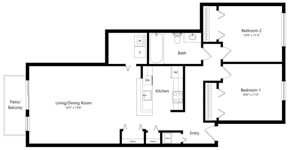 a floor plan of a houseat The Harbours Apartments, Clinton Twp