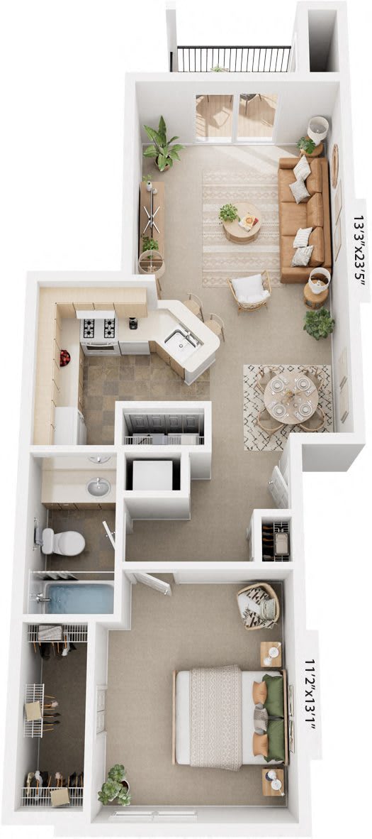 One Bedroom Floor Plan at Limestone Creek Apartment Homes, Alabama