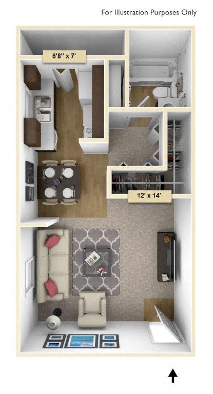 Maple Studio Floor Plan at Perry Place, Grand Blanc