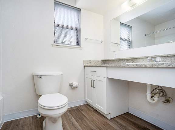 A bathroom with a window at North Pointe Apartments, Elkhart, IN, 46514
