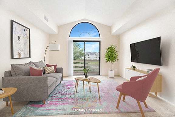 Cathedral Ceiling with Decorative Window at North Pointe Apartments, Elkhart