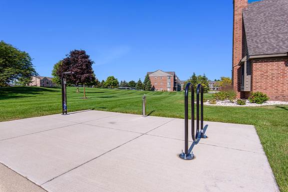 A bicycle maintenance station at Oak Shores Apartments in Oak Creek, WI