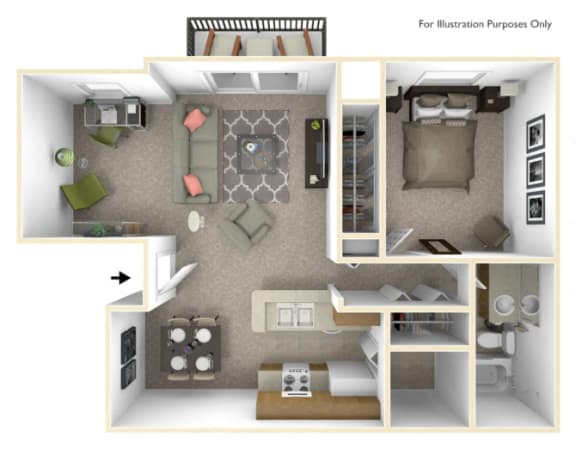 BH Bluebell Deluxe Floor Plan at Beacon Hill and Great Oaks Apartments, Rockford, Illinois