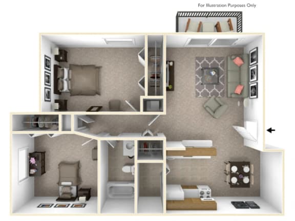 BH Iris Floor Plan at Beacon Hill and Great Oaks Apartments, Illinois, 61109