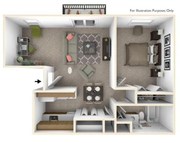 BH Primrose Deluxe Floor Plan at Beacon Hill and Great Oaks Apartments, Rockford, IL, 61109