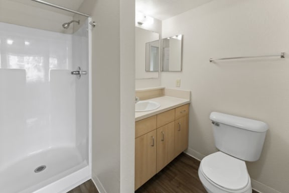 second bathroom with a walk in shower at Hunters Pond Apartment Homes, Champaign, Illinois