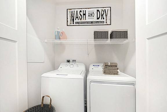 Full size washers and dryers at The Reserve at Destination Pointe apartments, Grimes, IA