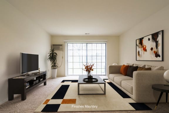 Springs Mahonia Living Room at The Springs Apartment Homes, Novi, 48377