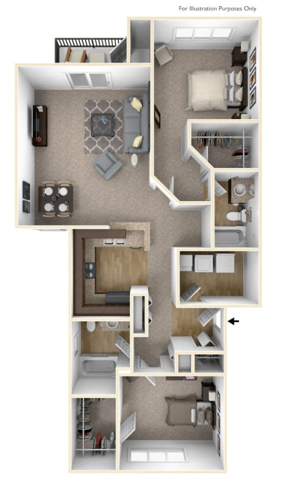 2-Bed/2-Bath, Superior Floor Plan at River Hills Apartments, Fond du Lac
