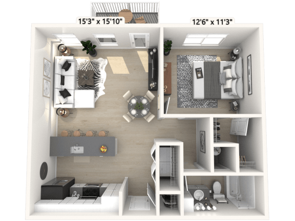 The Allegiance - 1 BR 1 BA Floor Plan at Alexandria of Carmel Apartments, Carmel, Indiana