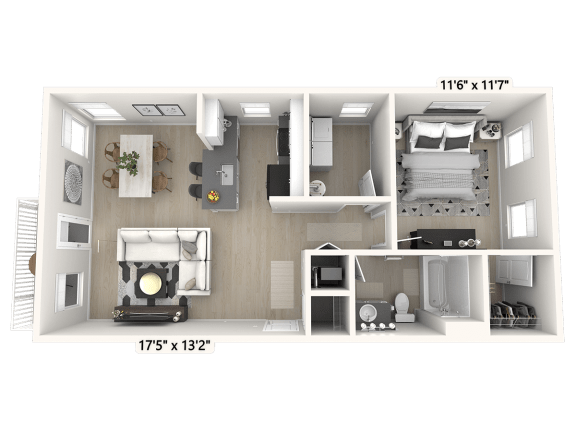 The Diplomat - 1 BR 1 BA Floor Plan at Alexandria of Carmel Apartments, Carmel, Indiana