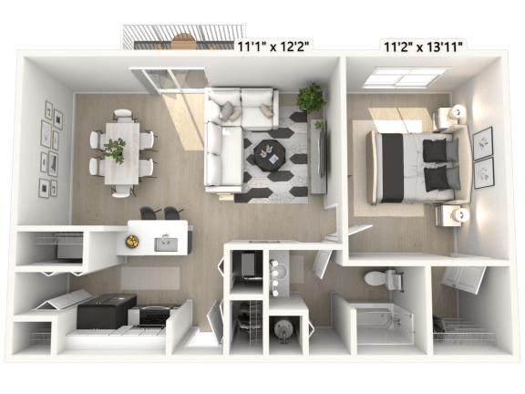 The Independence - 1 BR 1 BA Floor Plan at Alexandria of Carmel Apartments, Carmel, IN