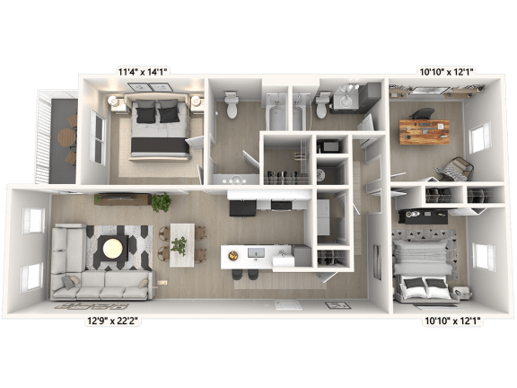 An Aerial View of the Presidential Floor Plan  at Alexandria of Carmel Apartments, Carmel