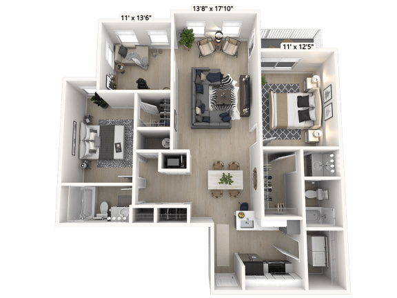 An Aerial View of the Union Floor Plan  at Alexandria of Carmel Apartments, Indiana, 46032