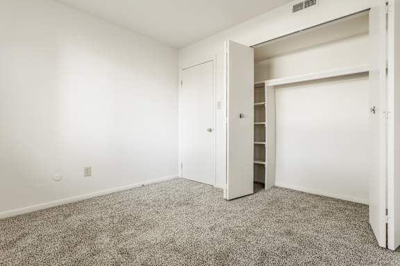bedroom with a built-in closet  at The Timbers Apartments, Evansville, IN, 47715
