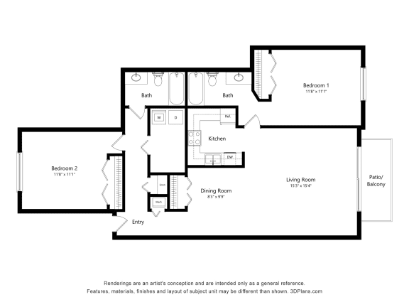 Lupine Floor Plan at Timberlane Apartments, Illinois, 61615