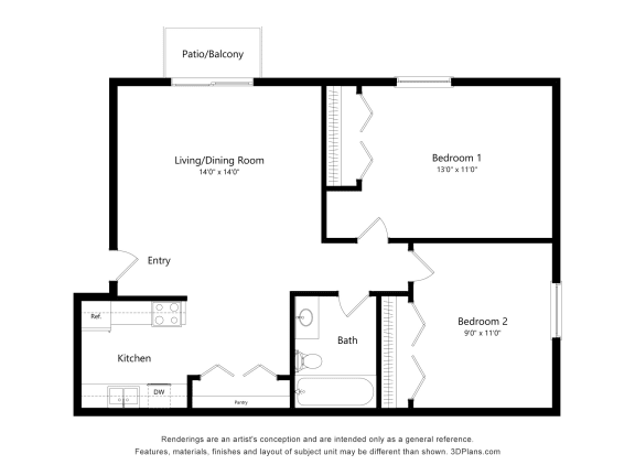 Marigold Floor Plan at Timberlane Apartments, Peoria