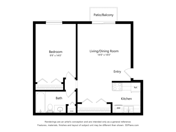 Primrose Floor Plan at Timberlane Apartments, Peoria, 61615