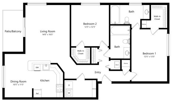 a floor plan of a houseat The Harbours Apartments, Clinton Twp, MI, 48038