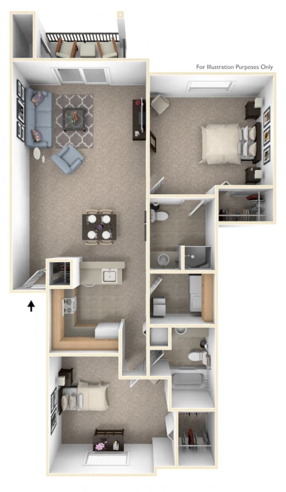 Traditional Two Bedroom Floorplan at The Highlands Apartments, Elkhart