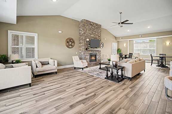 Clubhouse with Fireplace at Trade Winds Apartment Homes in Elkhorn, NE