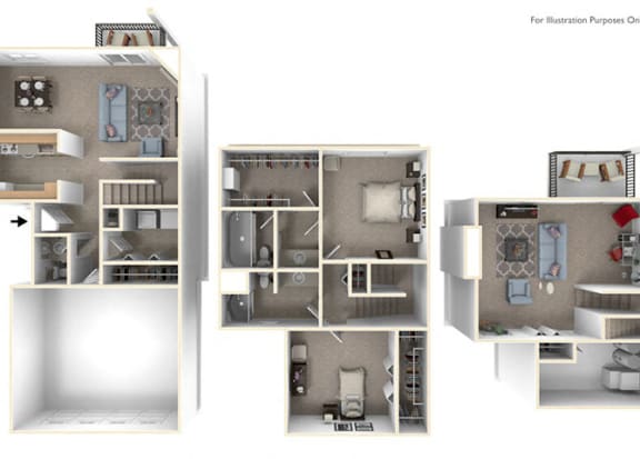 Two Bedroom  Two Bathroom - Two-Story Floorplan at Foxwood and The Hermitage, Portage, MI