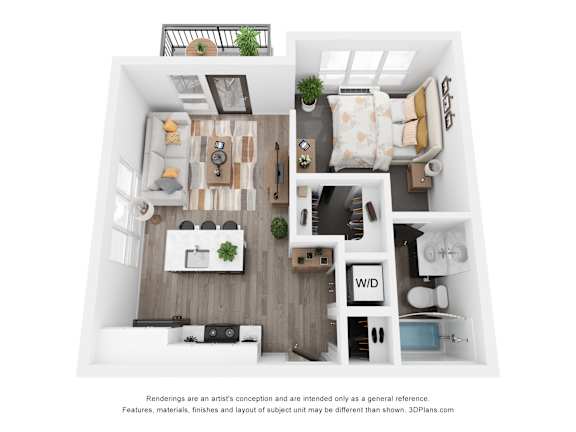 Pine Floor Plan at Uptown Square Apartments, Troy, MI