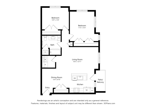a floor plan of a house at Uptown Square Apartments, Troy, MI, 48083