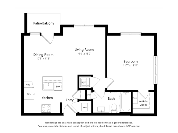 a floor plan of a house at Uptown Square Apartments, Michigan, 48083