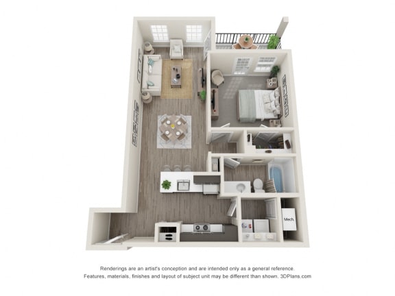 Elm Floor Plan at Montgomery Place Apartments, Montgomery, IL, 60538