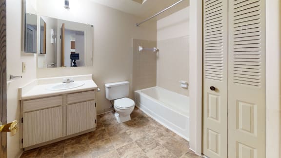 1BE-Bath1plan at Walnut Trail Apartments, Portage, MI, 49002
