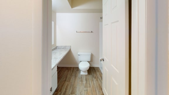 a bathroom with a toilet and a sink at Walnut Trail Apartments, Michigan, 49002