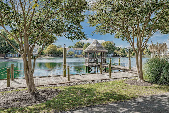 Dock with a gazebo at WaterFront Apartments, Virginia Beach, VA, 23453