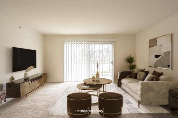 Bouvardia Living Room at Westlake Apartments, Belleville, 48111