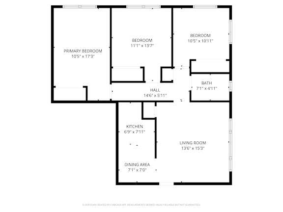 A floor plan of a house with dimensions of each room.