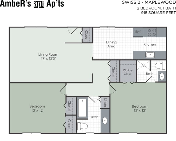 Floor Plan  Two bedroom apartment layout