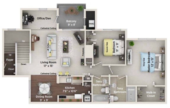 C1 Floor Plan at Village Club on Franklin, Michigan