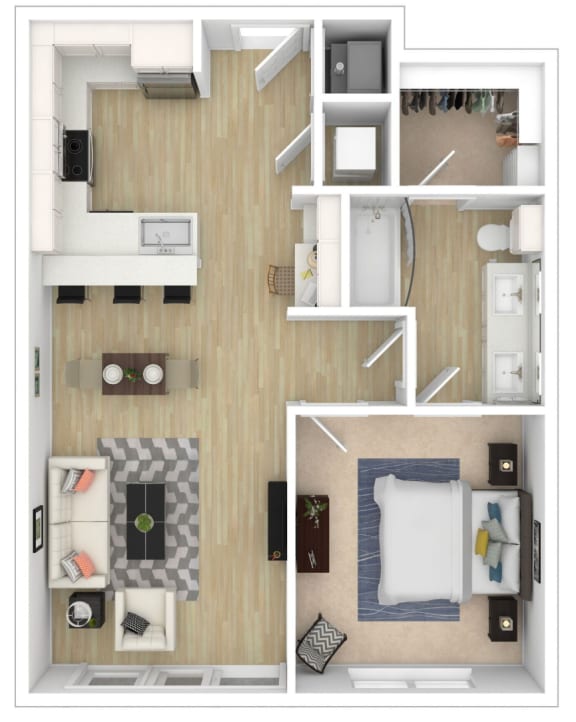One Bedroom Floor Plan at City View Apartments, Lansing, Michigan