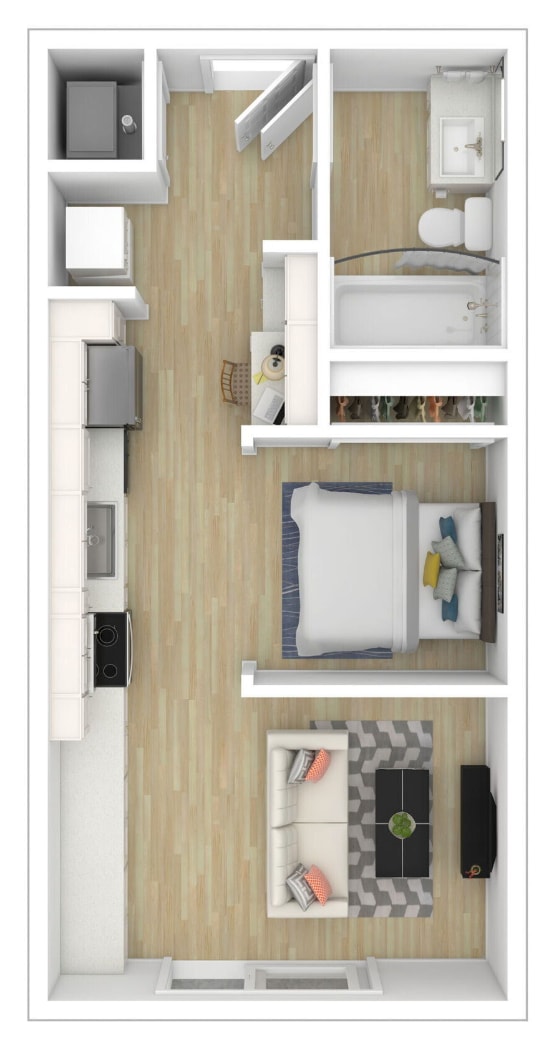 Studio Floor Plan at City View Apartments, Lansing, MI
