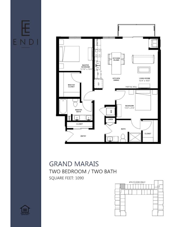 A floor plan for a Grand Marais property with two bedrooms and two bathrooms.