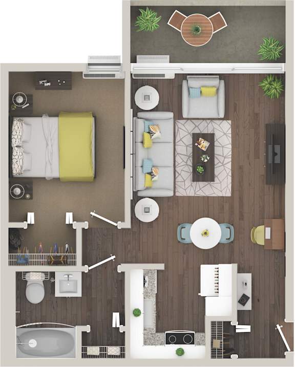 Floor Plan LAF A at City Club Apartments Lafayette Park, Detroit, MI 48207