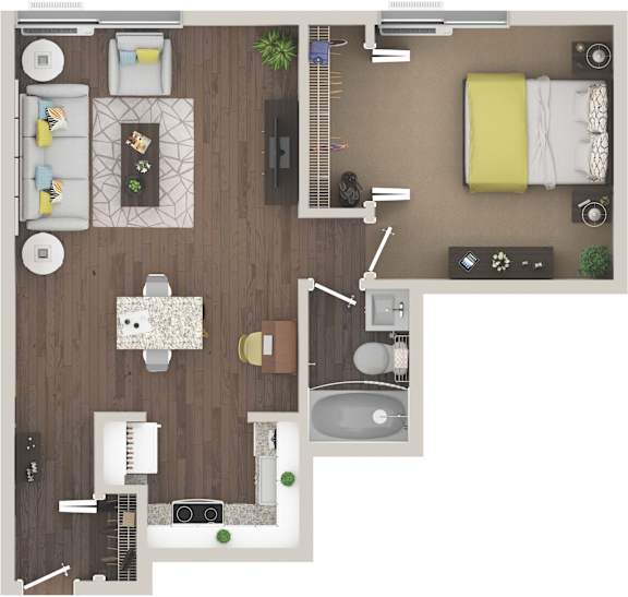 Floor Plan LAF A3 at City Club Apartments Lafayette Park, Detroit, MI