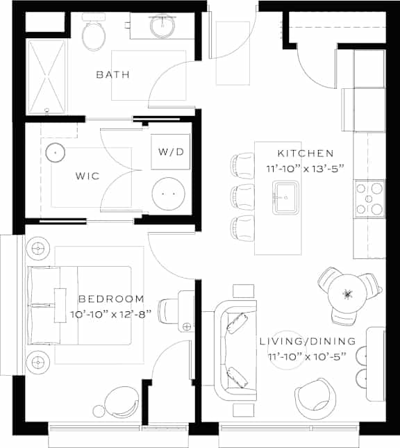 Floor Plan  1 Bedroom Floorplan at Lafayette West Apartments, Michigan, 48207