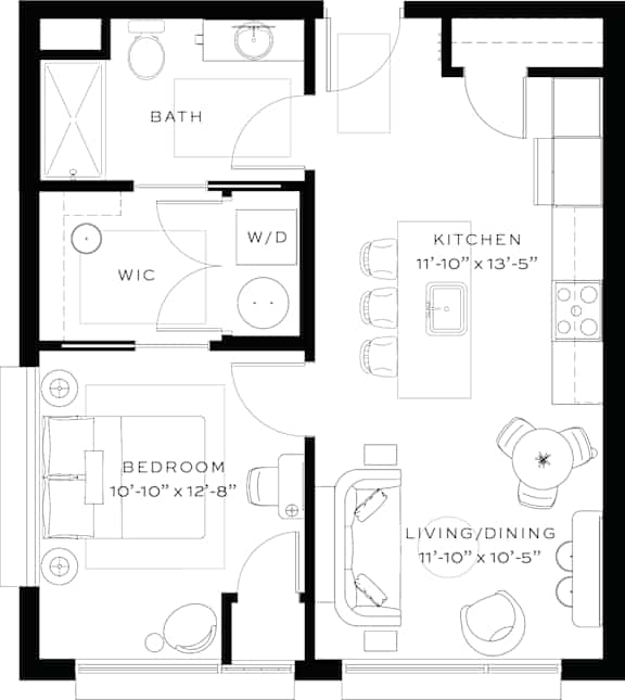 Floor Plan  1 Bed Floorplan at Lafayette West Apartments, Detroit, MI