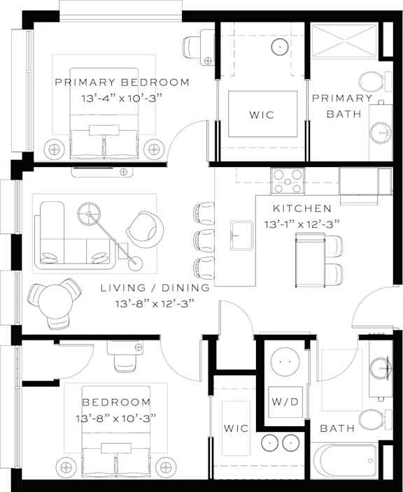 Floor Plan  2 Bedroom Floorplan at Lafayette West Apartments, Michigan