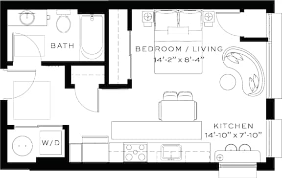 Floor Plan  Studio Floorplan3 at Lafayette West Apartments, Detroit, Michigan