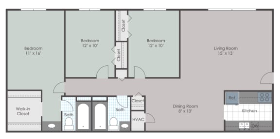 3 bedroom 2 bath layout