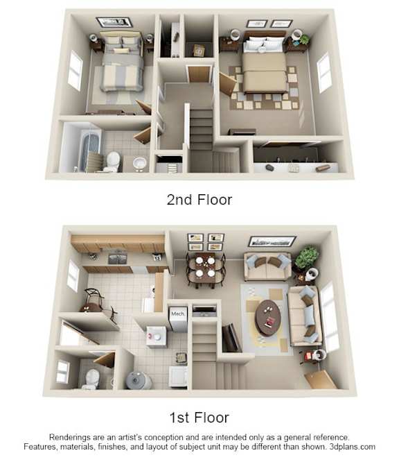 A diagram shows two different layouts for a 1st and 2nd floor.