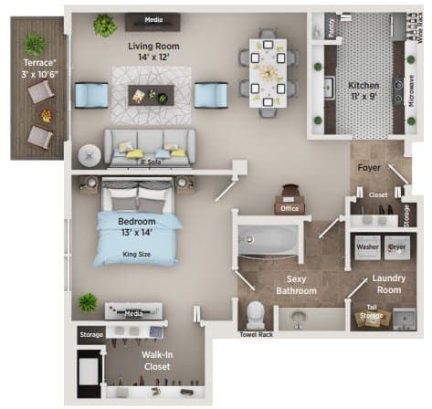 A Floor Plan at Regents Club of Troy, Troy, 48084