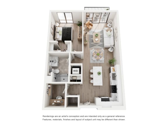 Floor Plan  a 3D unit plan of the A2B plan